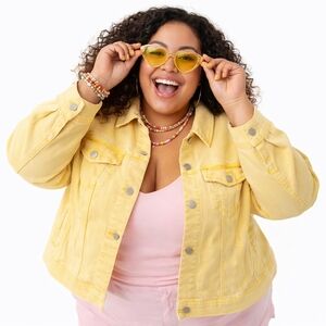 Liverpool Los Angeles Golden Yellow Trucker Jacket 2X Cotton Blend